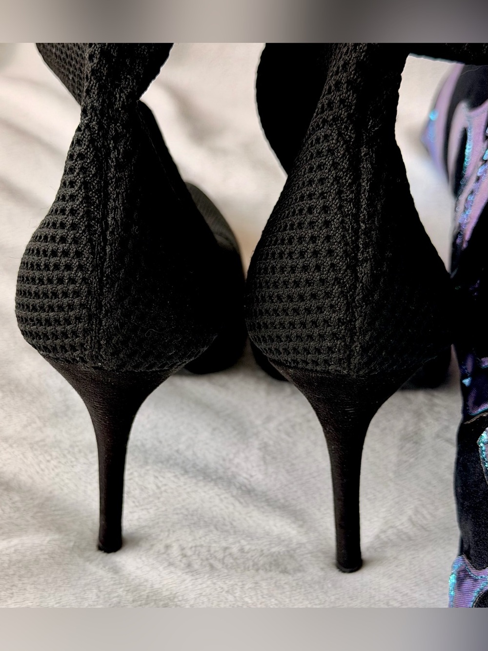 Fashion Nova Black Knit Over The Knee Stiletto Sock Boots - Size 6 - Picture 2 of 4